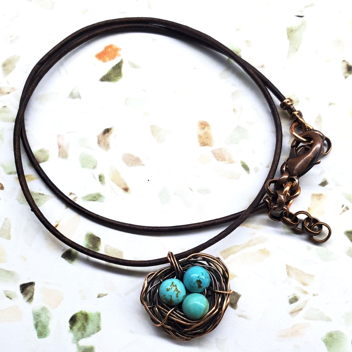 Alexa Martha Designs Necklace Necklace with 3 Beads Copper Robin Nest Necklace with Up To 5 Beads