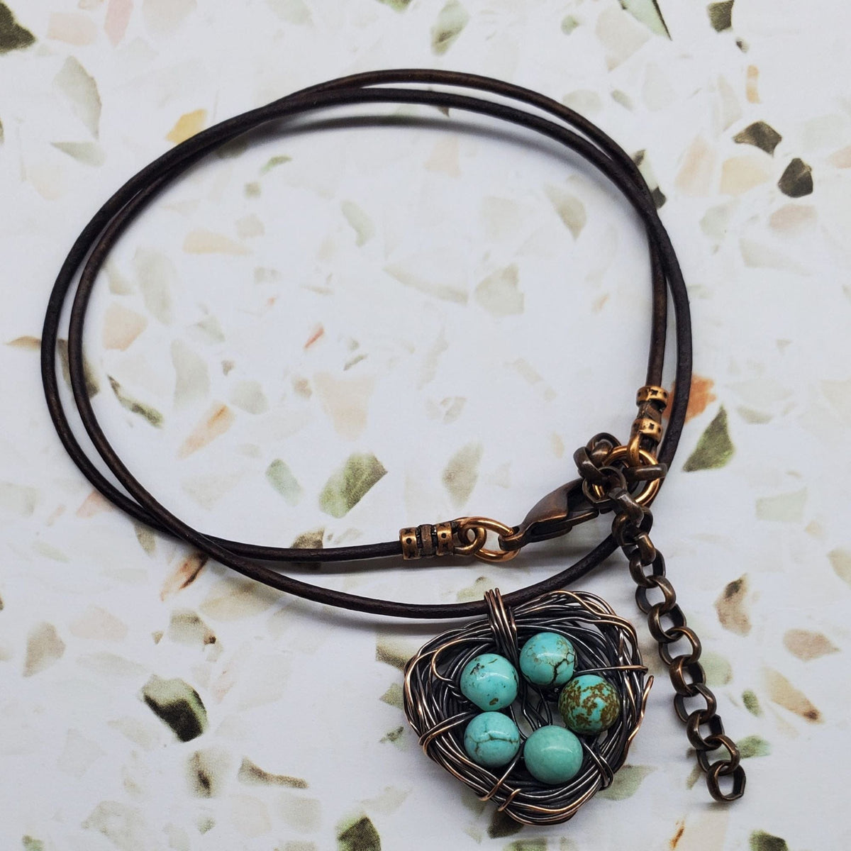 Alexa Martha Designs Necklace Necklace with 5 Beads Copper Robin Nest Necklace with Up To 5 Beads