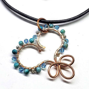 Alexa Martha Designs Necklace on the Back / Copper/Turquoise Alexa Martha Designs Copper Turquoise Wire Sculpted Heart Necklace