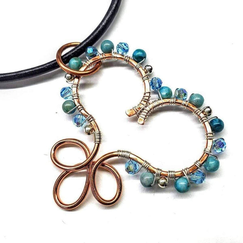 Alexa Martha Designs Necklace on the Back / Copper/Turquoise Alexa Martha Designs Copper Turquoise Wire Sculpted Heart Necklace