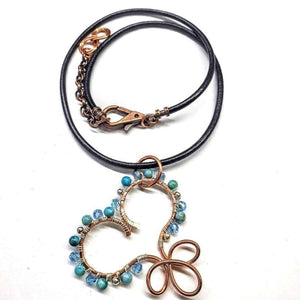 Alexa Martha Designs Necklace on the Back / Copper/Turquoise Alexa Martha Designs Copper Turquoise Wire Sculpted Heart Necklace