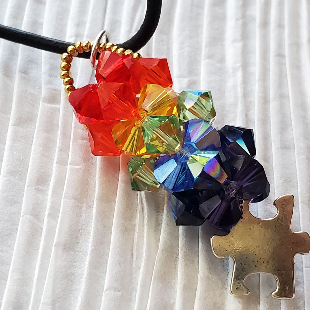 Alexa Martha Designs Necklace Pillar of Rainbow Crystals  Necklace for Autism Awareness