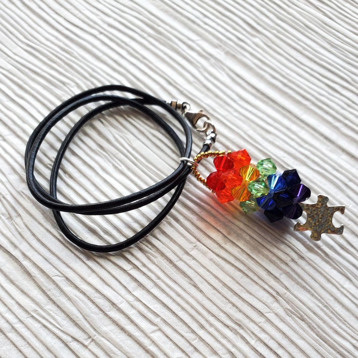 Alexa Martha Designs Necklace Pillar of Rainbow Crystals  Necklace for Autism Awareness