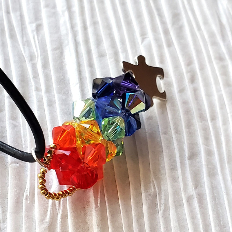 Alexa Martha Designs Necklace Pillar of Rainbow Crystals  Necklace for Autism Awareness