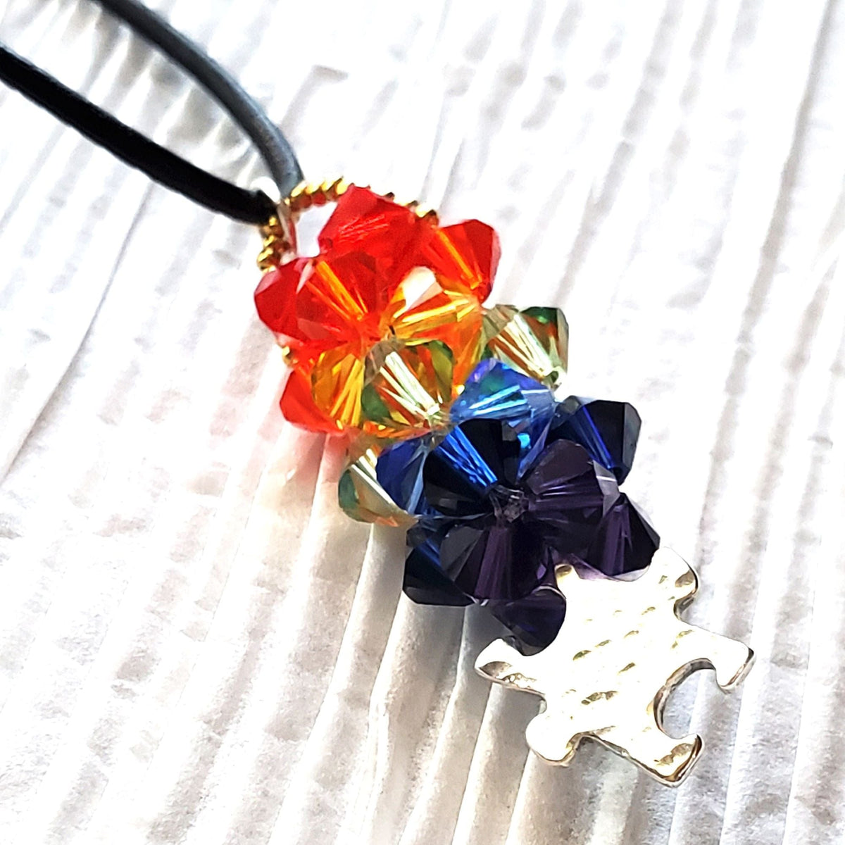 Alexa Martha Designs Necklace Pillar of Rainbow Crystals  Necklace for Autism Awareness