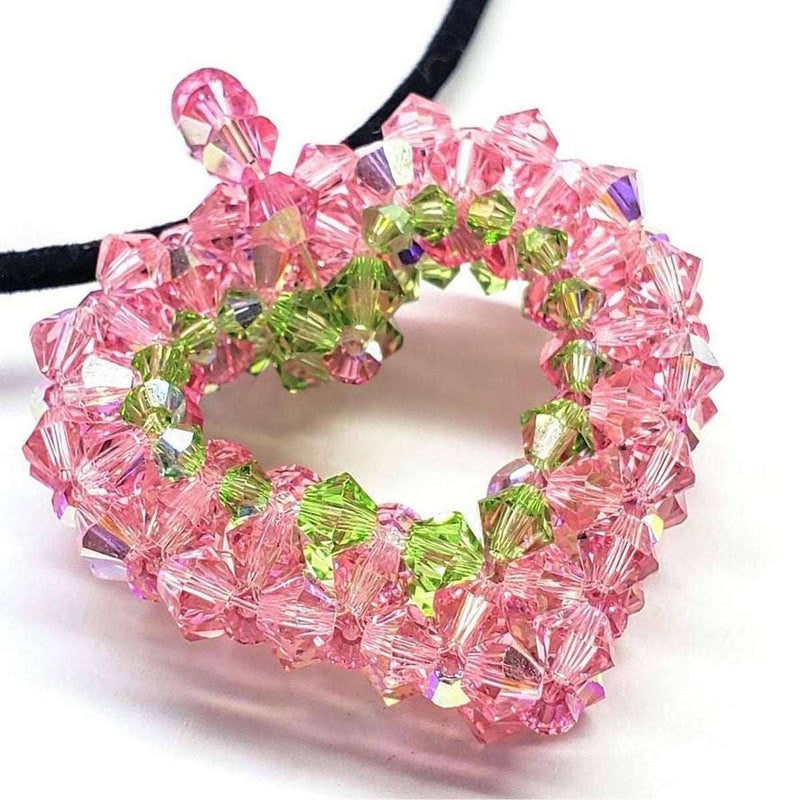 Alexa Martha Designs Necklace Pink and Green SOLD OUT Alexa Martha Designs Beaded Open 3-D Crystal Heart Necklace