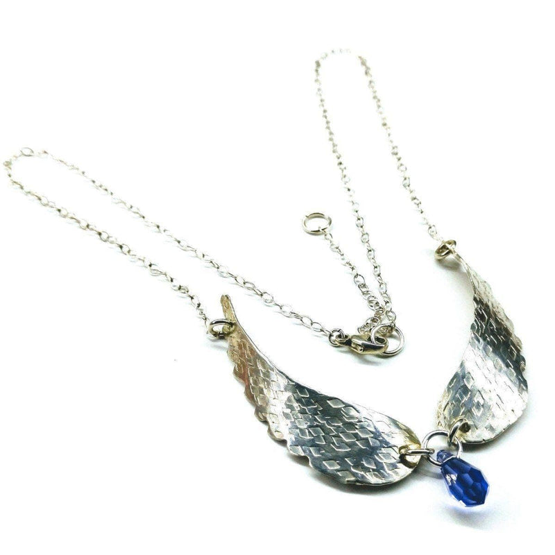 Alexa Martha Designs Necklace Purple Crystal Drop Alexa Martha Designs Silver Sculpted Angel Wings Crystal Drop Necklace