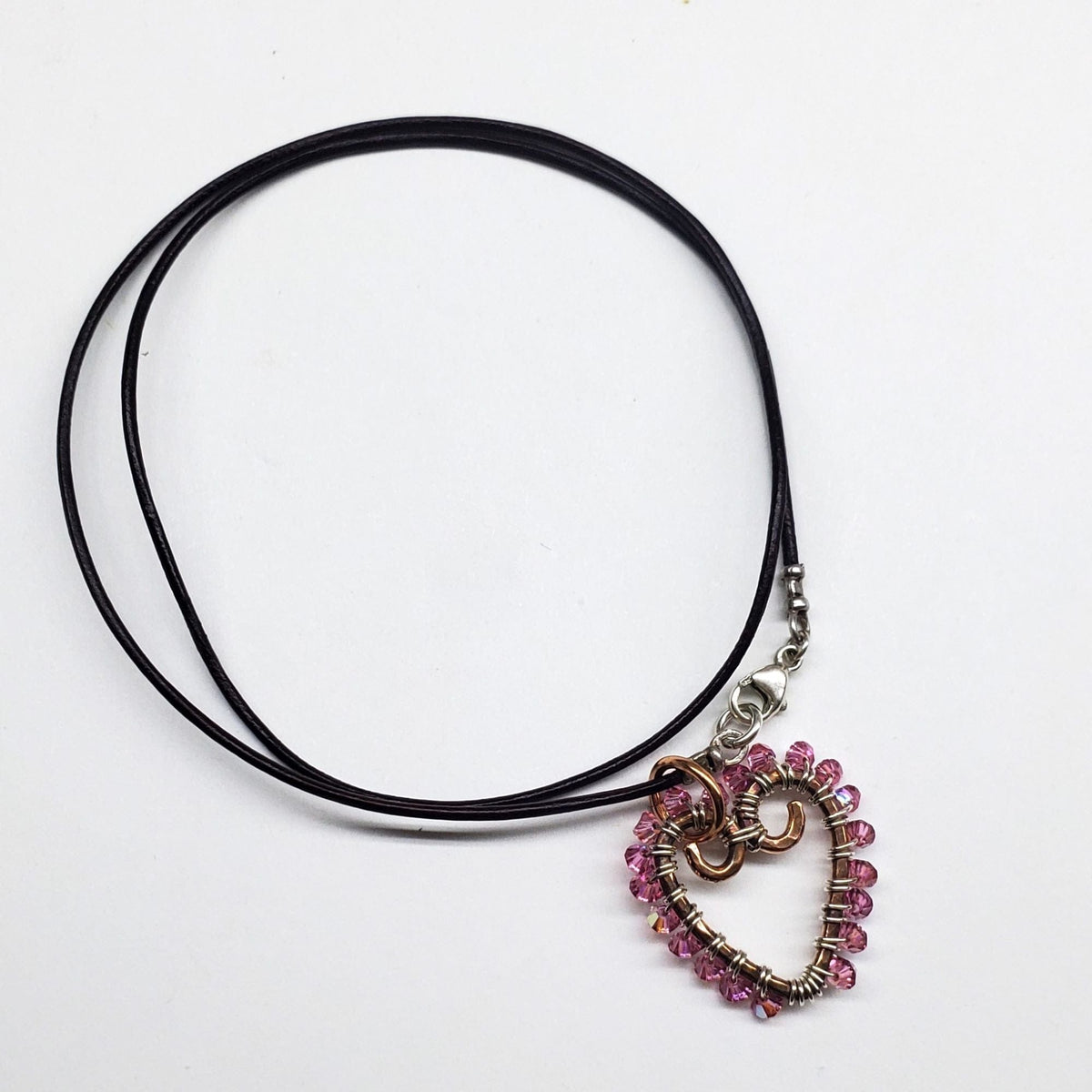 Alexa Martha Designs Necklace Rose Wire Wrapped Open Heart Crystal Necklace