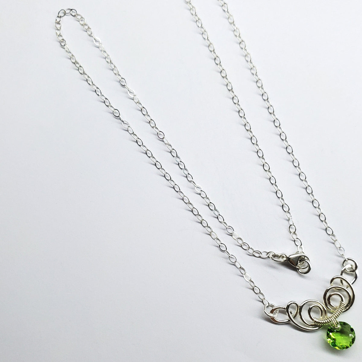 Alexa Martha Designs Necklace Silver Wire Sculpted Round Aqua Crystal Pendant Necklace