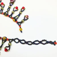 Alexa Martha Designs Necklace Sparkly Beaded Red and Green Waterfall Statement Necklace