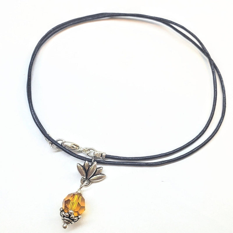 Alexa Martha Designs Necklace Sterling Silver Crystal Pineapple Leather Necklace