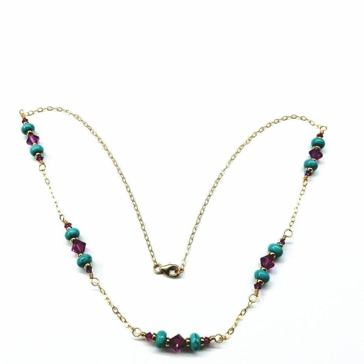 Alexa Martha Designs Necklace Super Dainty Wire Wrapped Gold Filled Pink Turquoise Gemstone Necklace