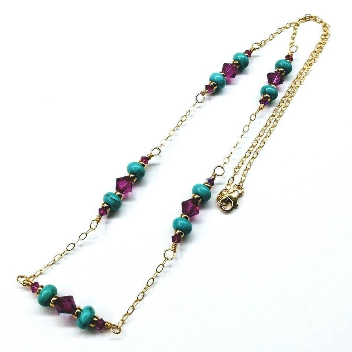 Alexa Martha Designs Necklace Super Dainty Wire Wrapped Gold Filled Pink Turquoise Gemstone Necklace