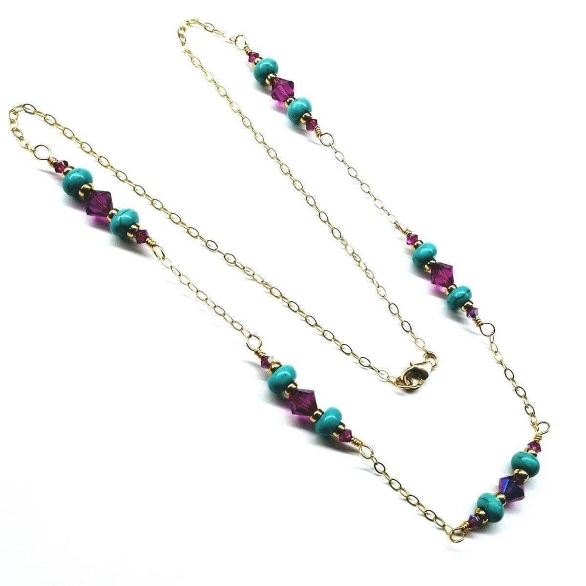 Alexa Martha Designs Necklace Super Dainty Wire Wrapped Gold Filled Pink Turquoise Gemstone Necklace