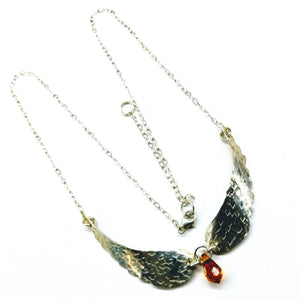 Alexa Martha Designs Necklace Topaz Crystal Drop Alexa Martha Designs Silver Sculpted Angel Wings Crystal Drop Necklace