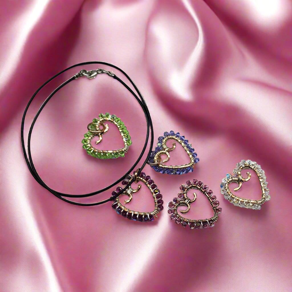 Alexa Martha Designs Necklace Wire Wrapped Open Heart Crystal Necklace