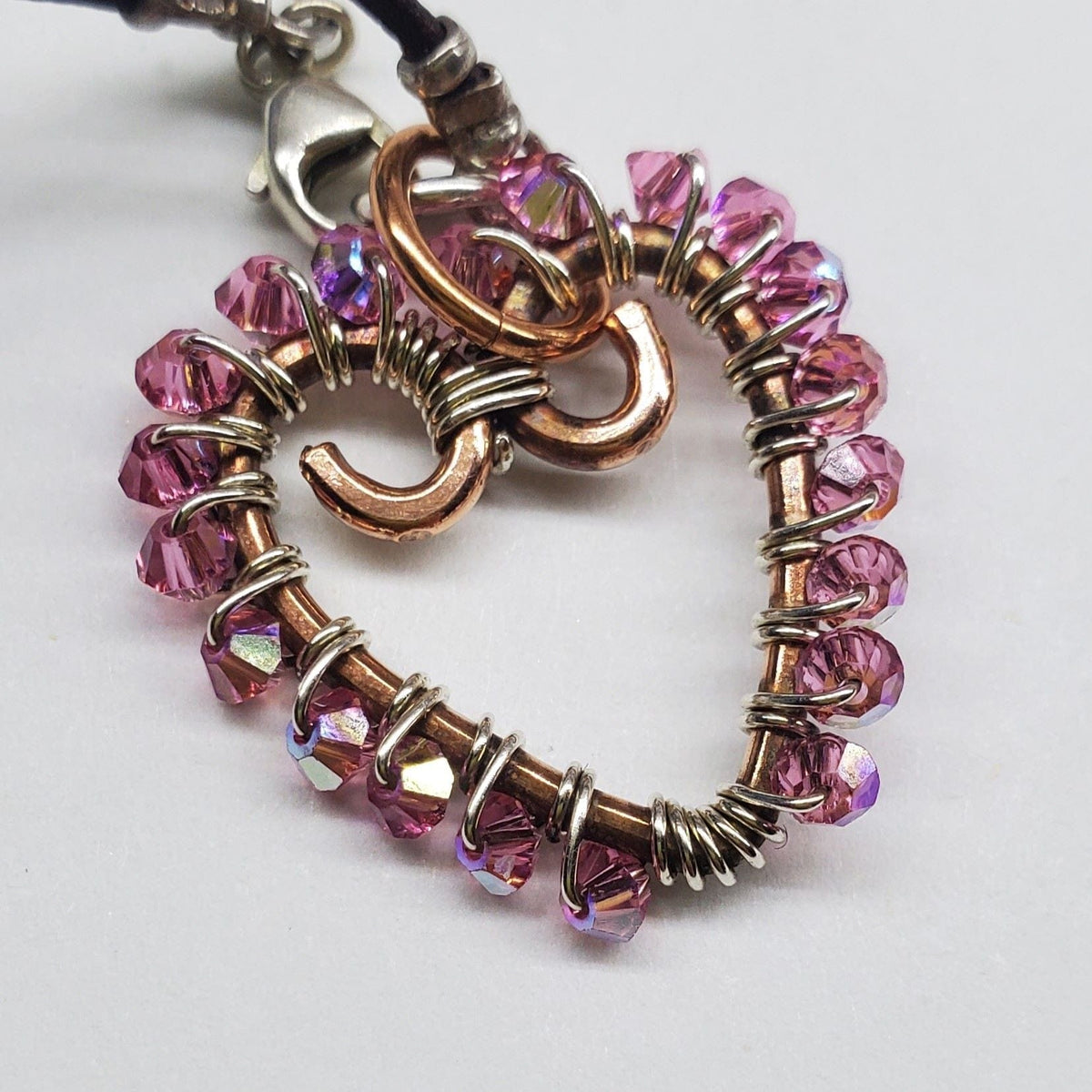 Alexa Martha Designs Necklace Wire Wrapped Open Heart Crystal Necklace