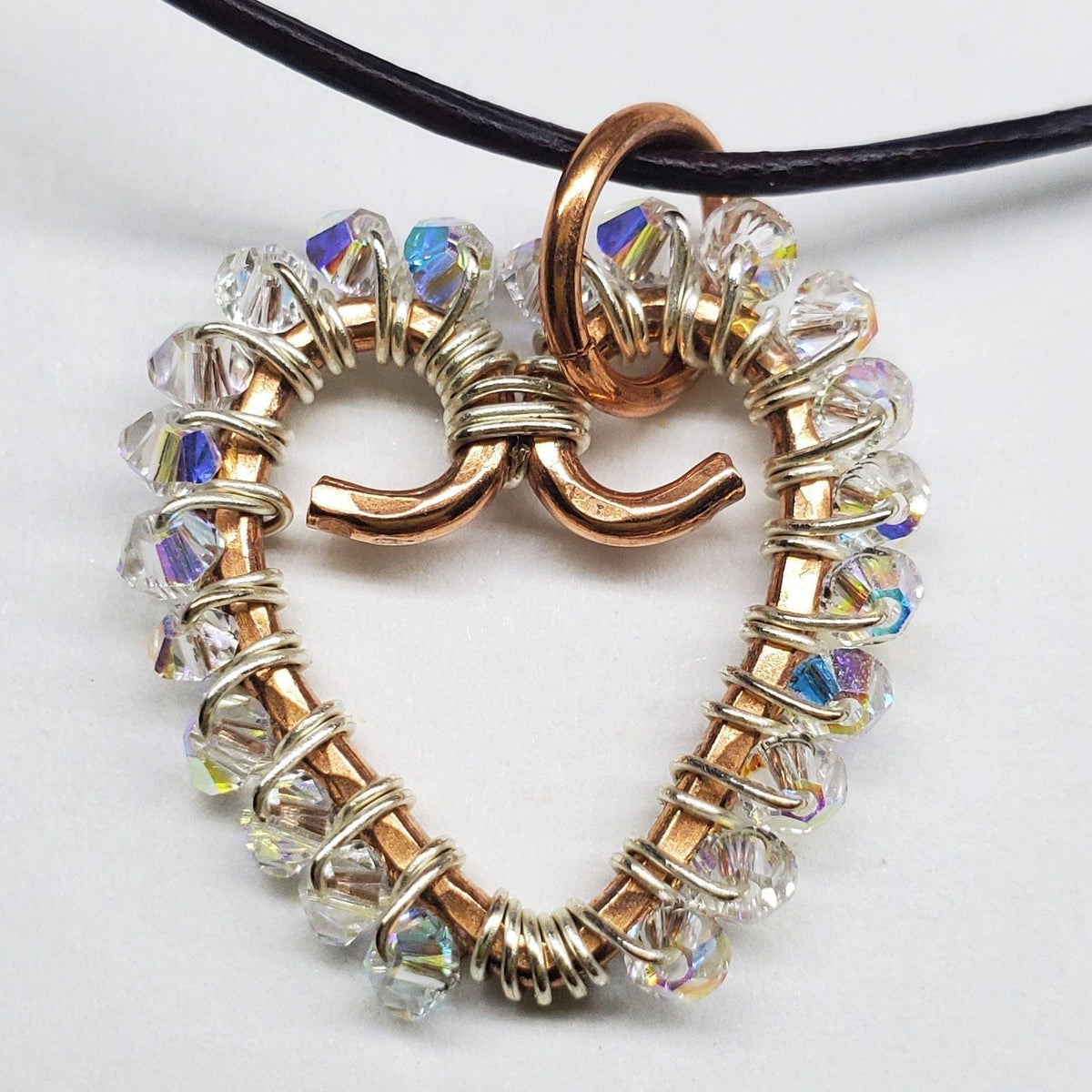 Alexa Martha Designs Necklace Wire Wrapped Open Heart Crystal Necklace