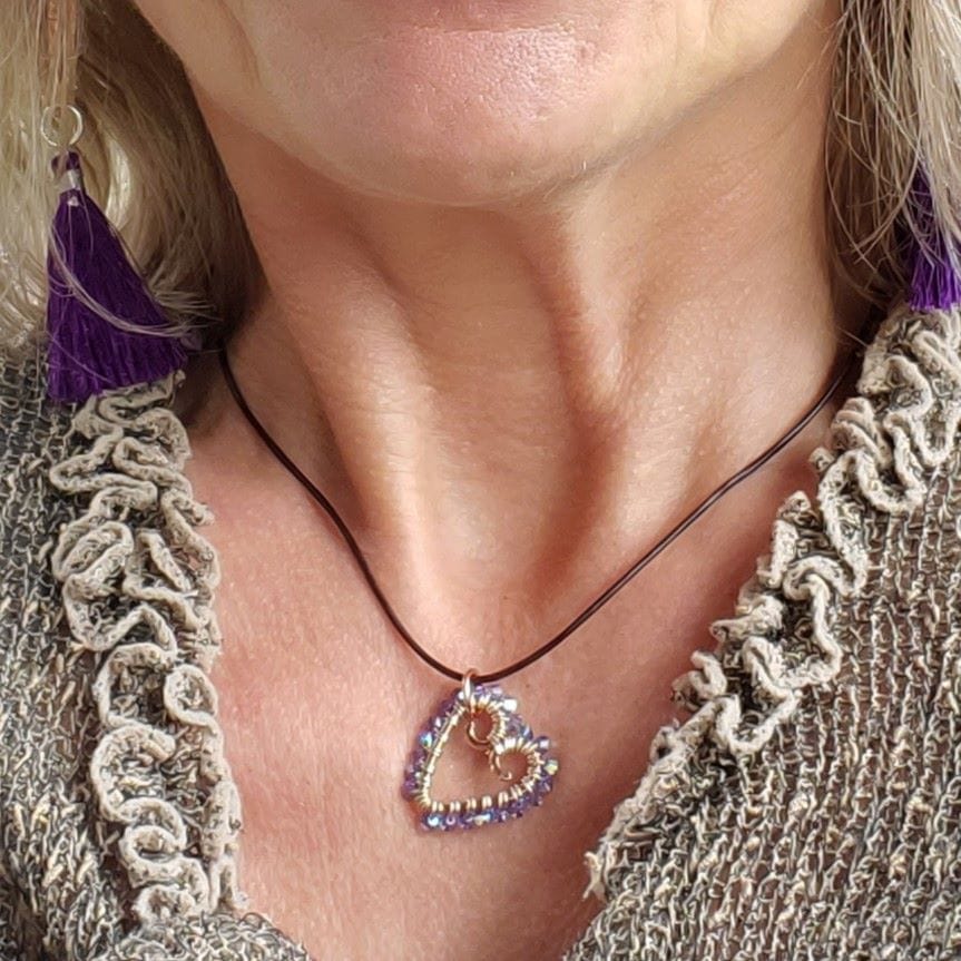 Alexa Martha Designs Necklace Wire Wrapped Open Heart Crystal Necklace