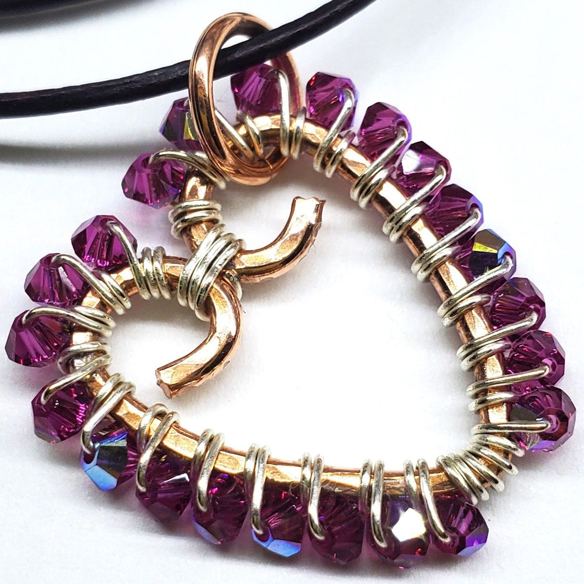 Alexa Martha Designs Necklace Wire Wrapped Open Heart Crystal Necklace