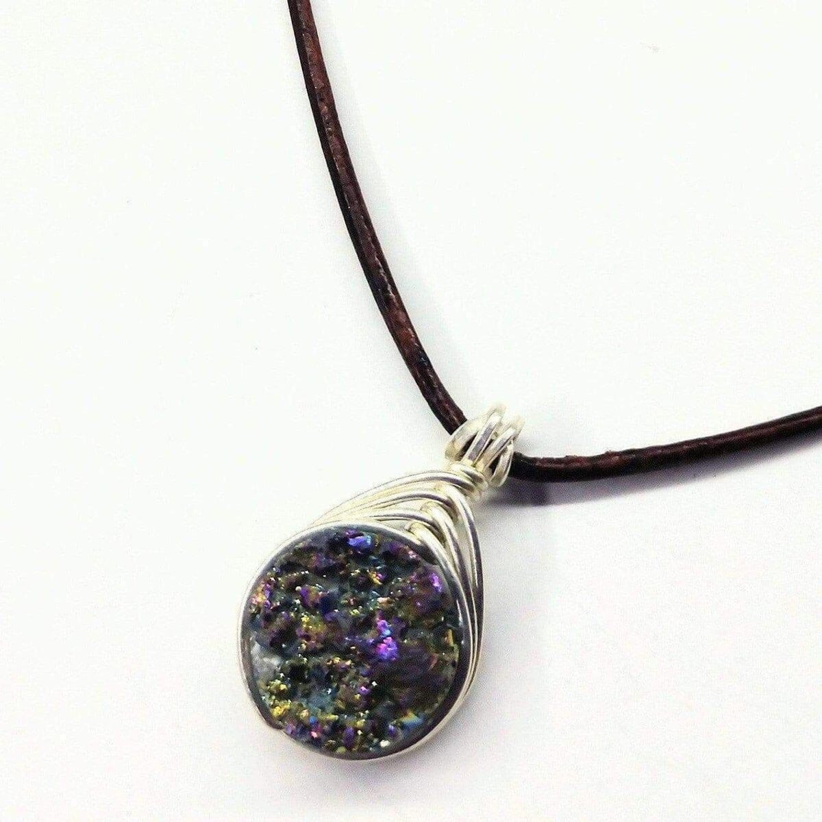 Alexa Martha Designs Necklace Wire Wrapped Rainbow Druzy Necklace