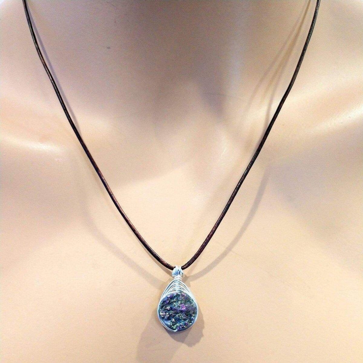 Alexa Martha Designs Necklace Wire Wrapped Rainbow Druzy Necklace