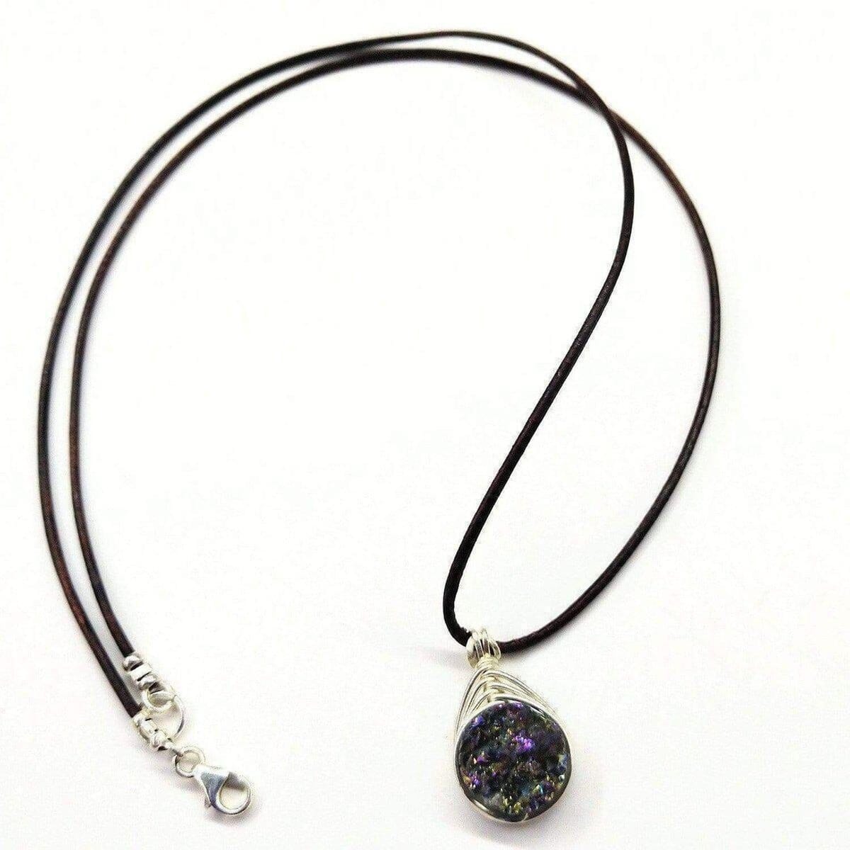 Alexa Martha Designs Necklace Wire Wrapped Rainbow Druzy Necklace