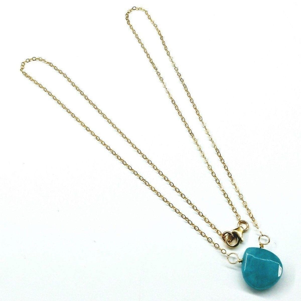 Alexa Martha Designs Necklaces 14kt Gold Filled Aqua Jade Wire Wrap Delicate Gemstone Drop Necklace