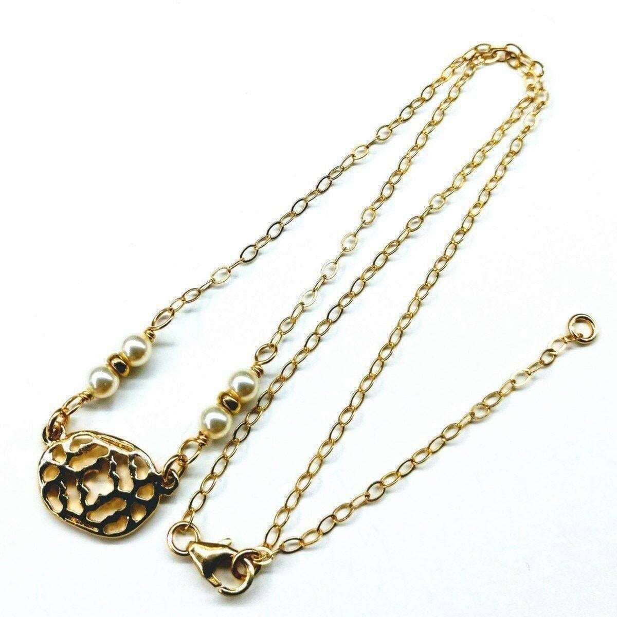 Alexa Martha Designs Necklaces As Seen on Molly Ringwald 14 K Gold Filled Filigree Pearl Choker Necklace