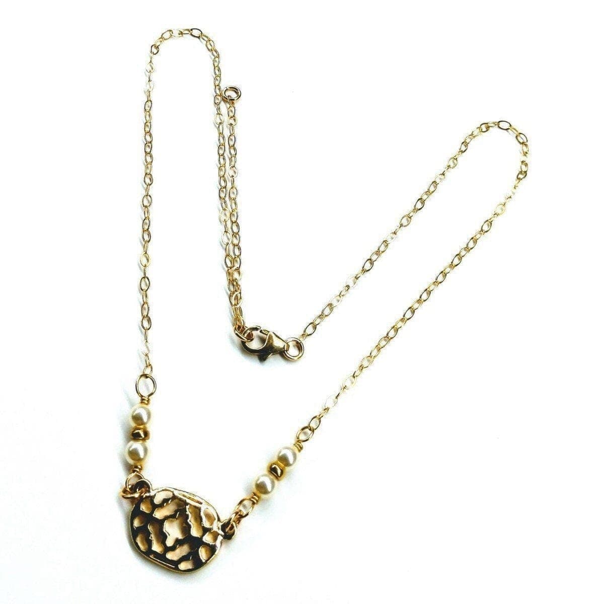Alexa Martha Designs Necklaces As Seen on Molly Ringwald 14 K Gold Filled Filigree Pearl Choker Necklace