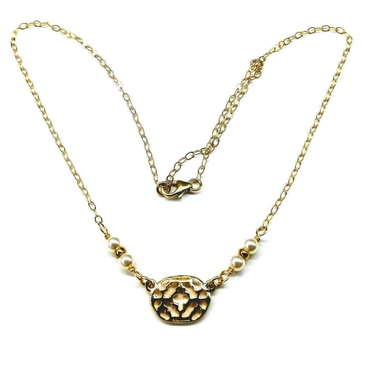 Alexa Martha Designs Necklaces As Seen on Molly Ringwald 14 K Gold Filled Filigree Pearl Choker Necklace