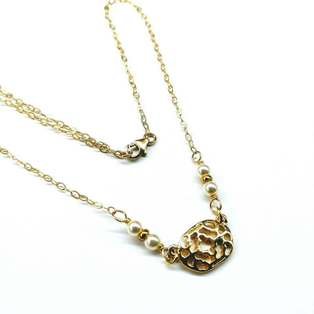 Alexa Martha Designs Necklaces As Seen on Molly Ringwald 14 K Gold Filled Filigree Pearl Choker Necklace