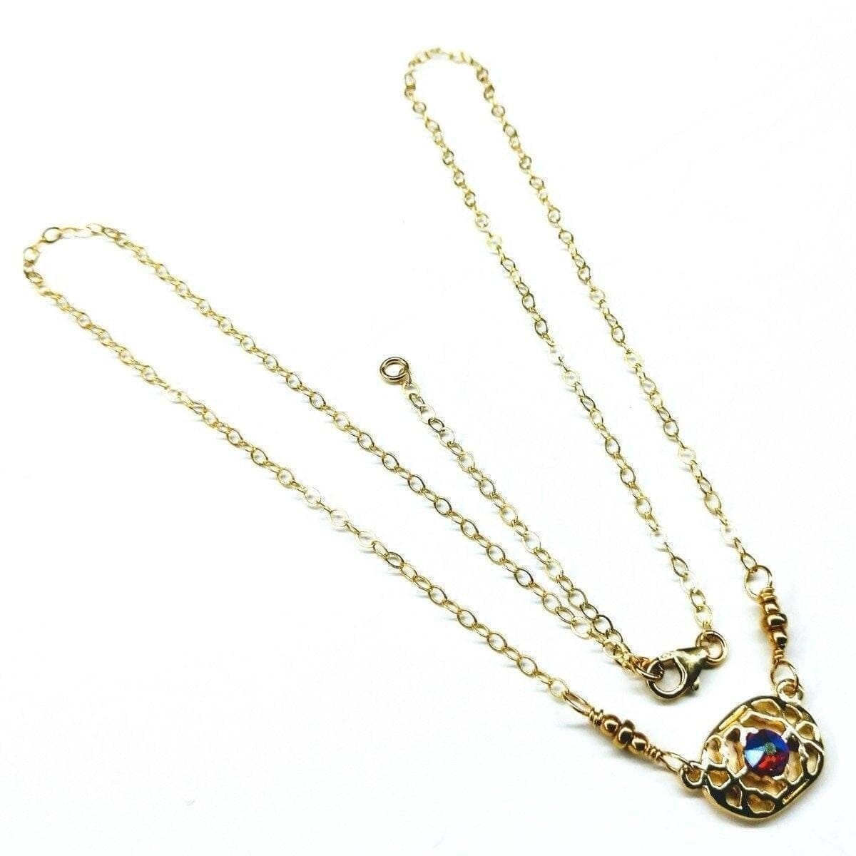 Alexa Martha Designs Necklaces Red Crystal 14 K Gold Filled Adjustable Filigree Choker