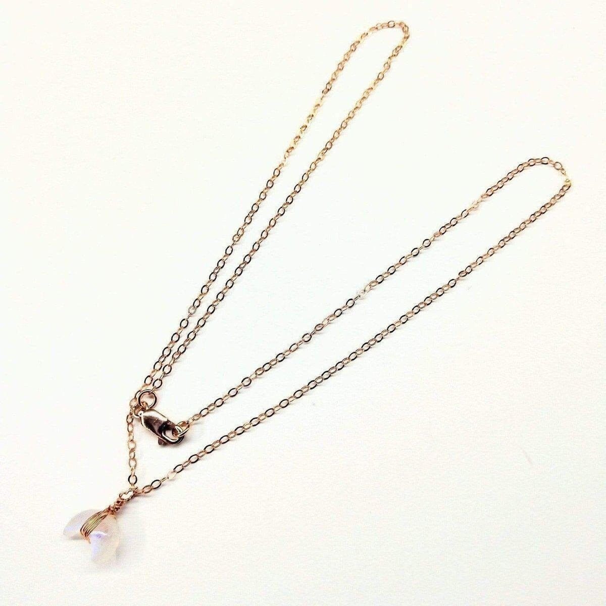 Alexa Martha Designs Necklaces Rose Gold Wire Wrapped Crescent Moonstone Necklace