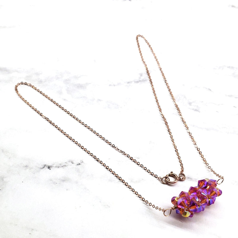 Alexa Martha Designs Necklaces Super Sparkly Fuchsia ABx2 14K Rose Gold Filled Super Sparkly Pastel Crystal Barrel Necklaces