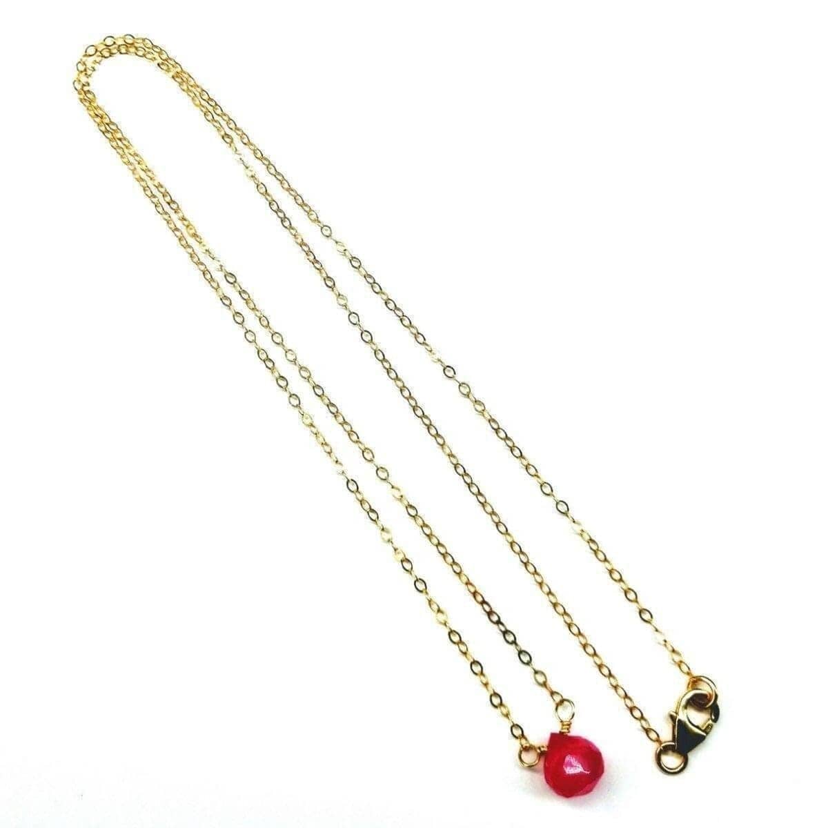 Alexa Martha Designs Necklaces Tiny Hot Pink Chalcedony Gold Filled Necklace