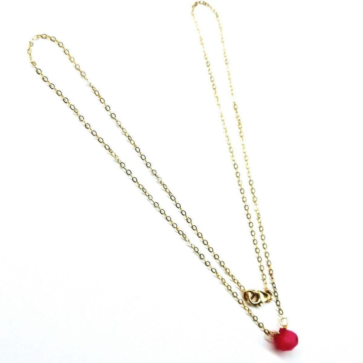 Alexa Martha Designs Necklaces Tiny Hot Pink Chalcedony Gold Filled Necklace