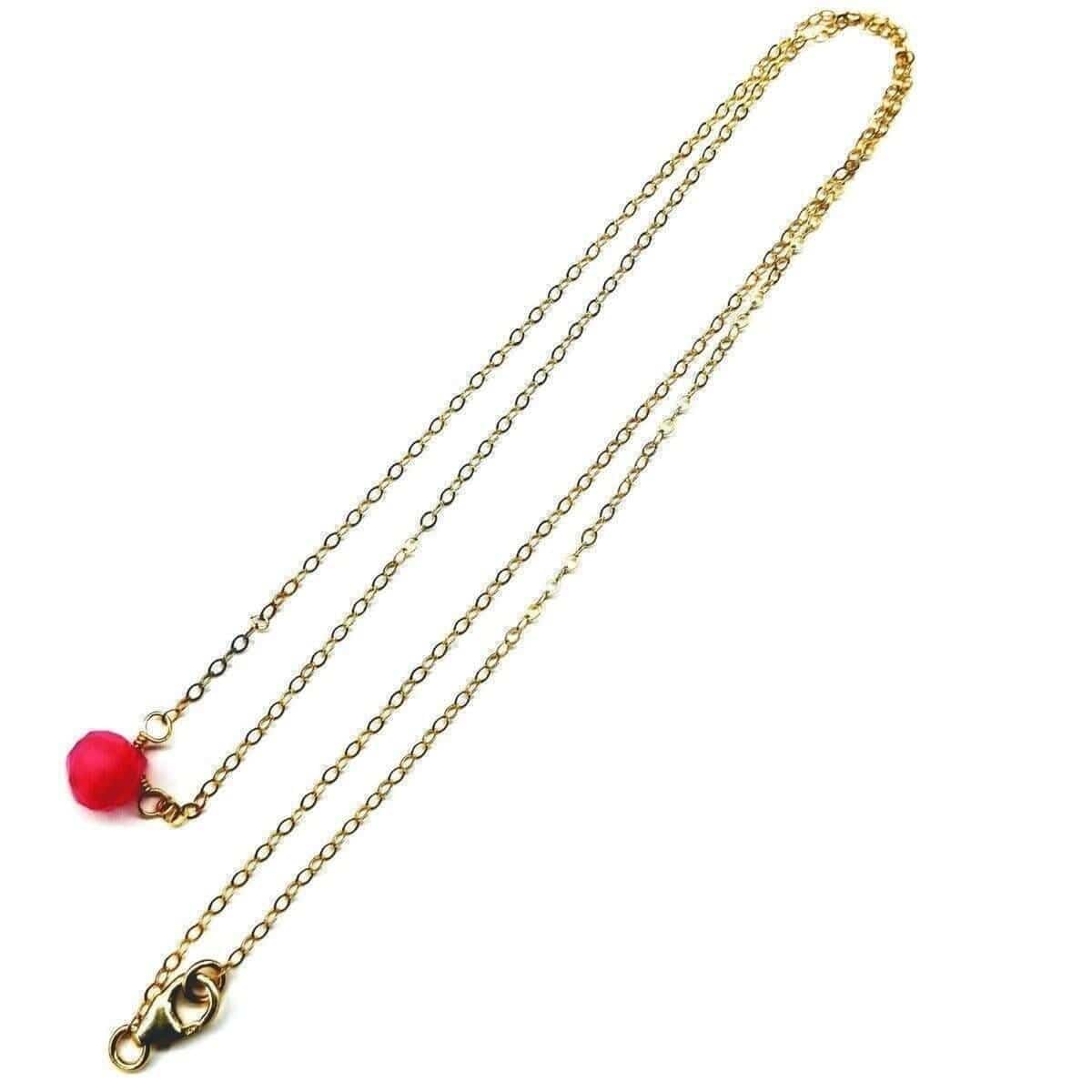 Alexa Martha Designs Necklaces Tiny Hot Pink Chalcedony Gold Filled Necklace