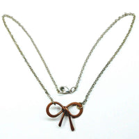 Alexa Martha Designs Necklaces Wire Wrapped Copper Bow Tie  Silver Chain Necklace