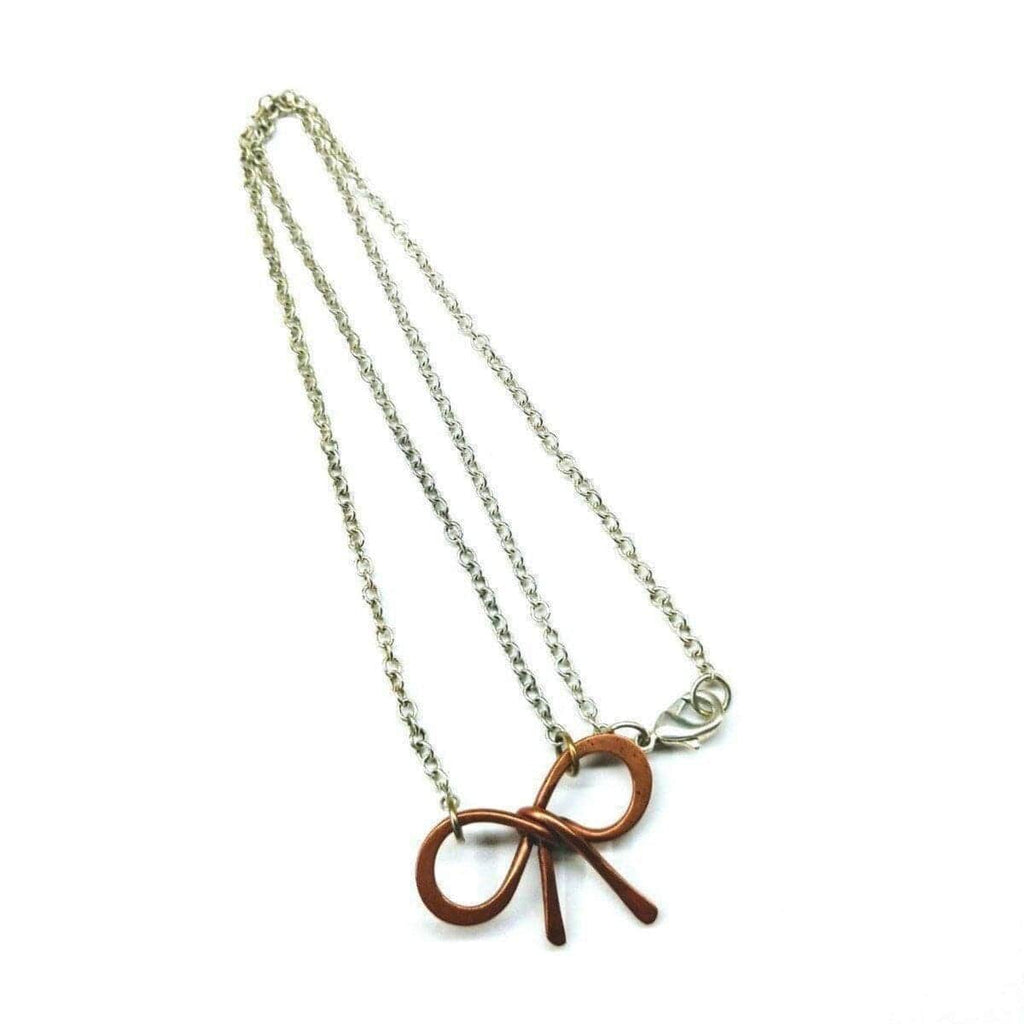 Alexa Martha Designs Necklaces Wire Wrapped Copper Bow Tie  Silver Chain Necklace
