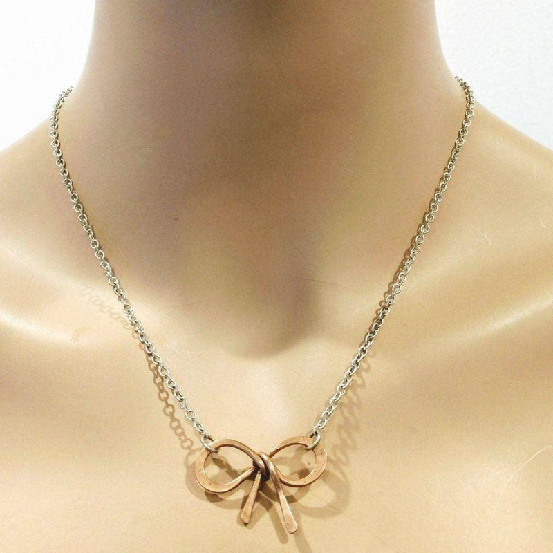 Alexa Martha Designs Necklaces Wire Wrapped Copper Bow Tie  Silver Chain Necklace