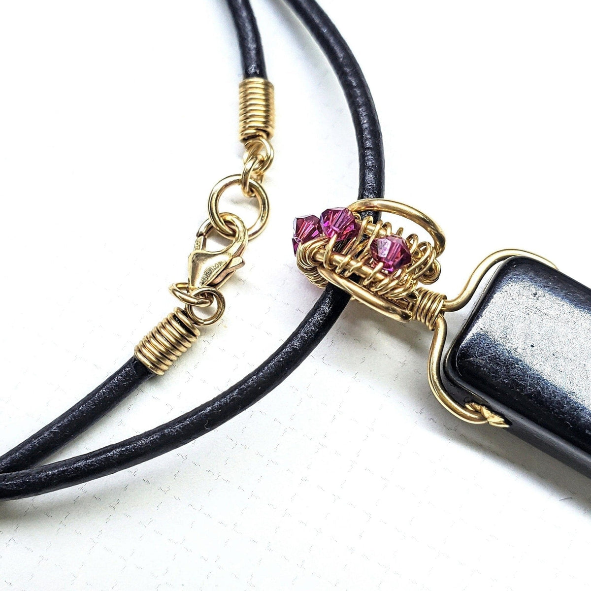 Alexa Martha Designs Necklaces Wire Wrapped Vertical Abalone Shell Bar Necklace