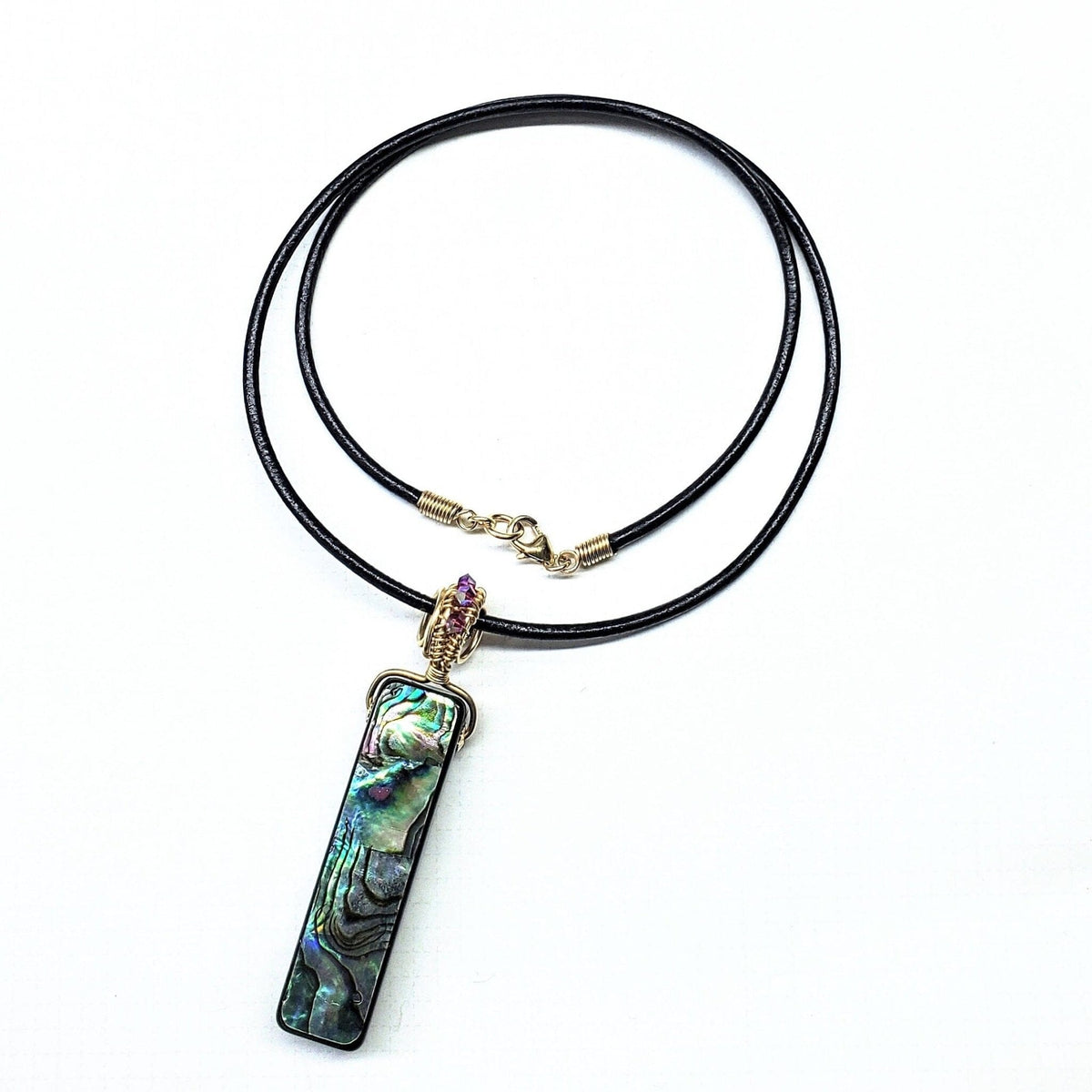 Alexa Martha Designs Necklaces Wire Wrapped Vertical Abalone Shell Bar Necklace