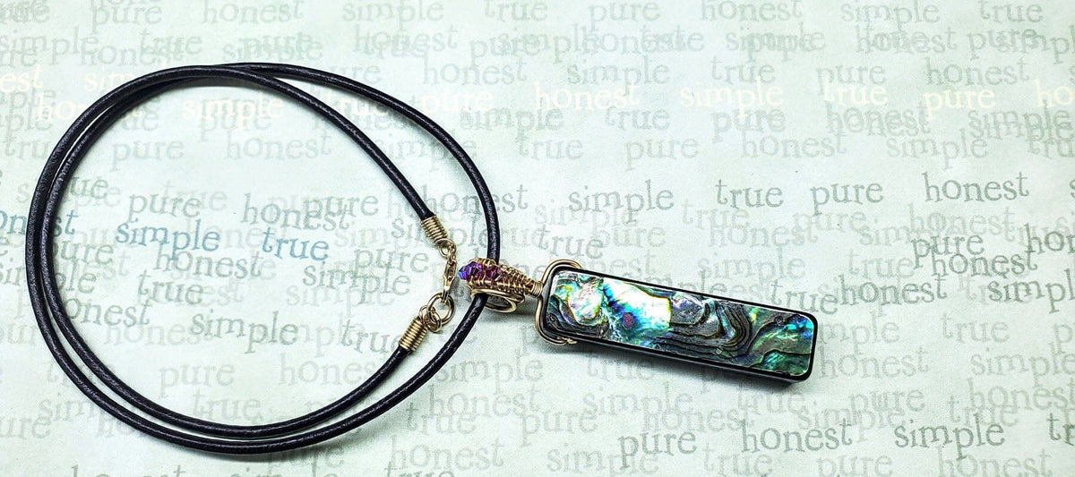 Alexa Martha Designs Necklaces Wire Wrapped Vertical Abalone Shell Bar Necklace