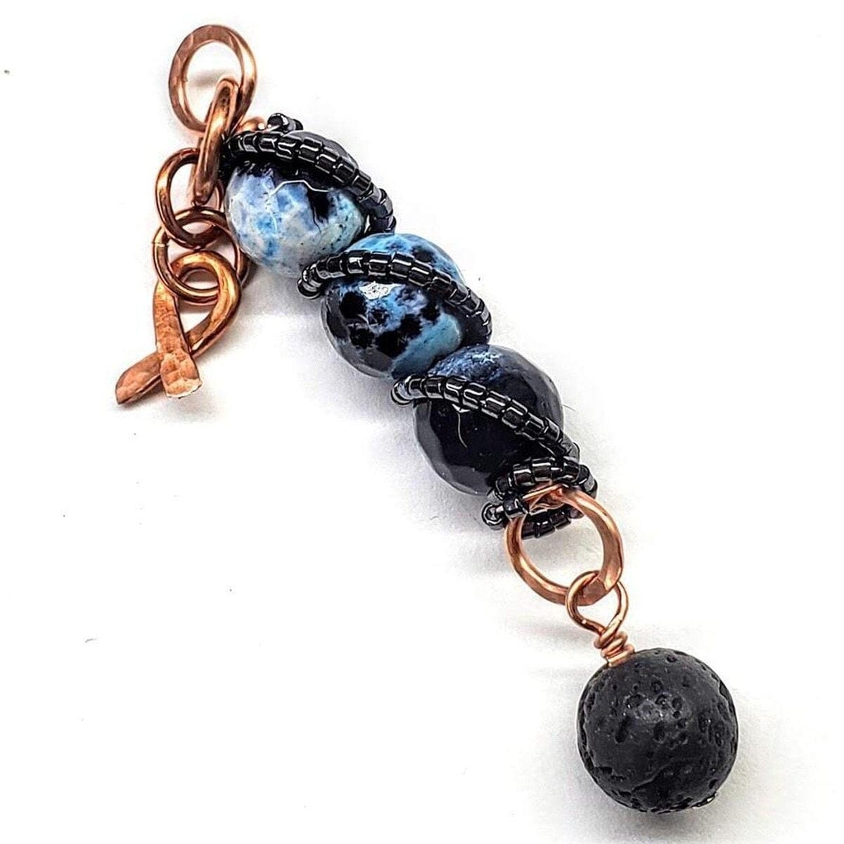 Alexa Martha Designs Pendant Pendant Child Abuse Prevention Awareness Beaded Gemstone stick Pendant With Lava Rock Bead Charm Necklace