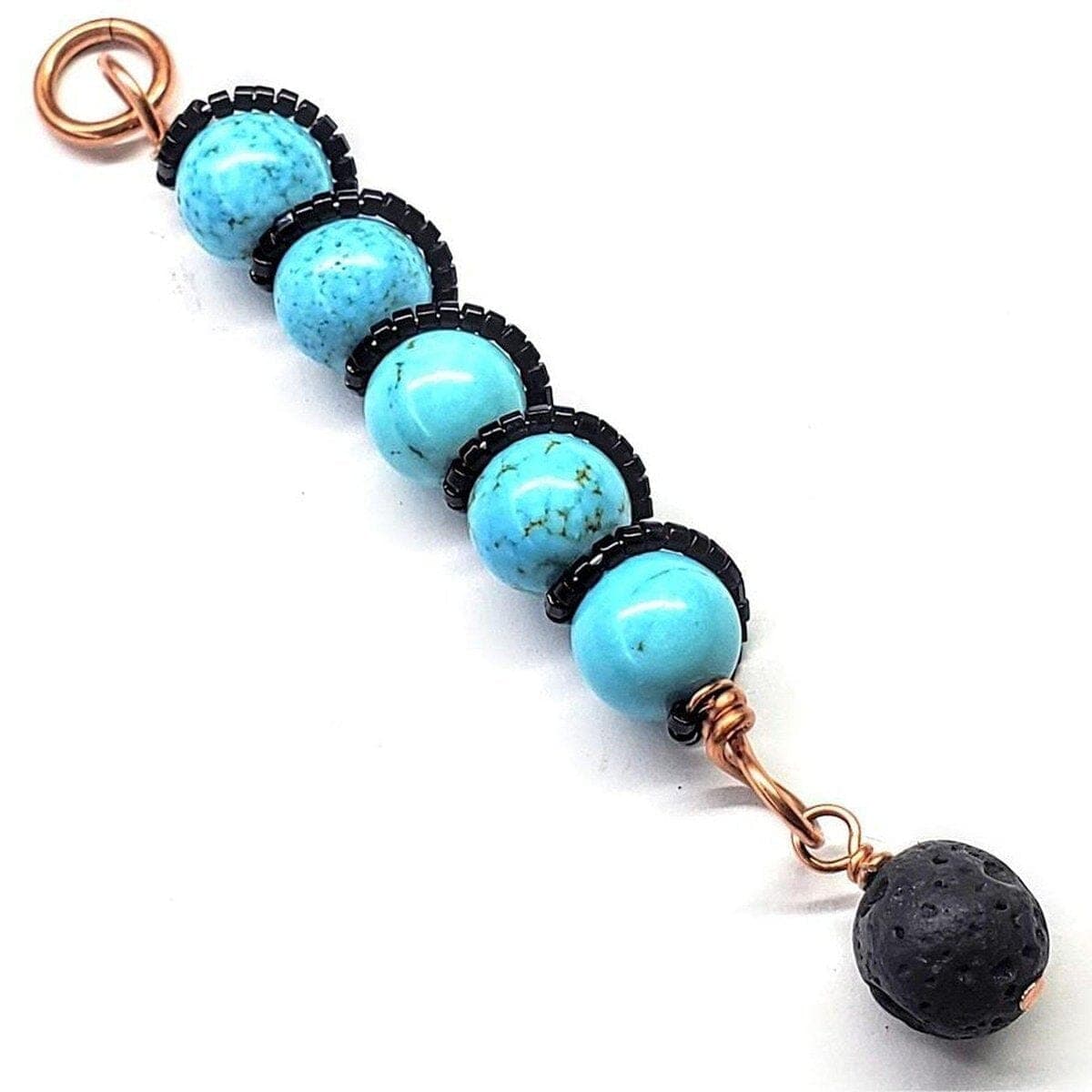 Alexa Martha Designs Pendant Pendant Only Copper Spiral Turquoise Stick Pendant With Essential Oil Lava Rock Bead Charm