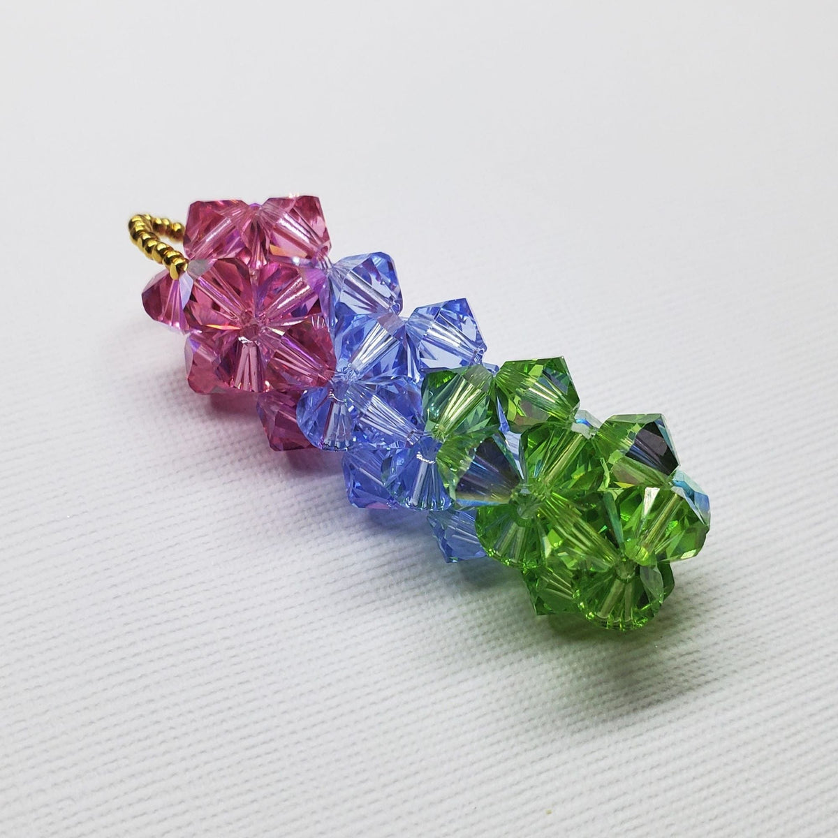 Alexa Martha Designs Pendant Pendant Only Super Sparkly Crystal Pillar Pendant in Green Blue And Rose with Optional Necklace