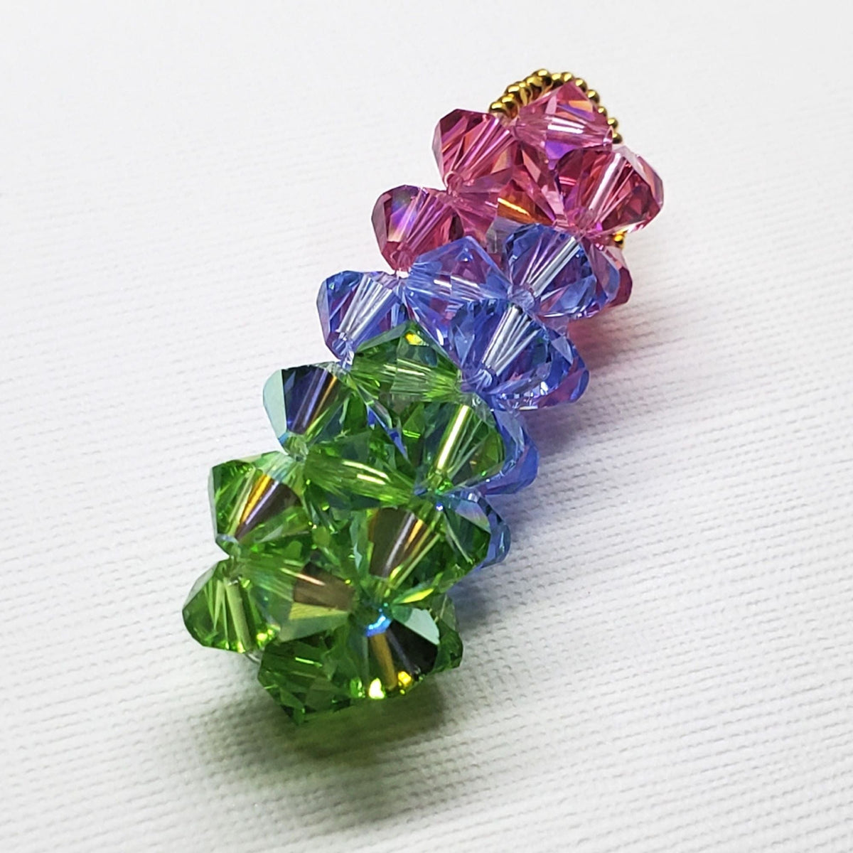Alexa Martha Designs Pendant Super Sparkly Crystal Pillar Pendant in Green Blue And Rose with Optional Necklace