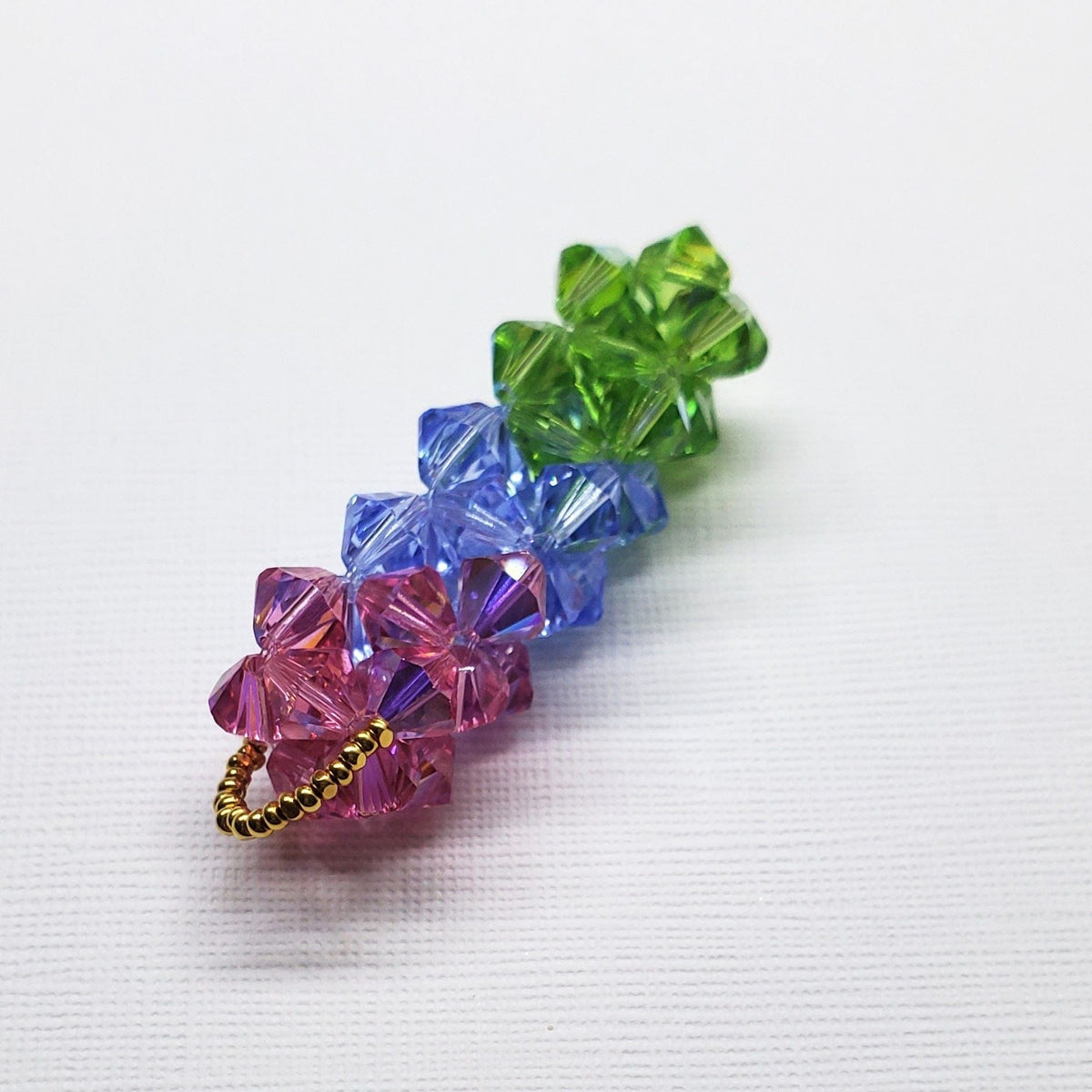 Alexa Martha Designs Pendant Super Sparkly Crystal Pillar Pendant in Green Blue And Rose with Optional Necklace