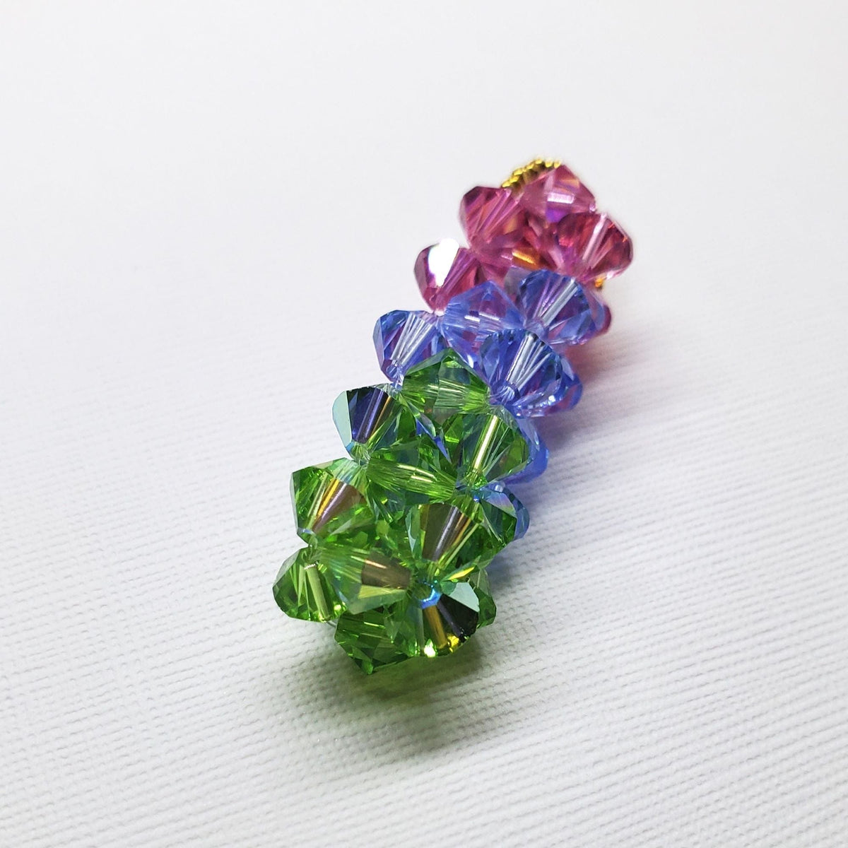 Alexa Martha Designs Pendant Super Sparkly Crystal Pillar Pendant in Green Blue And Rose with Optional Necklace